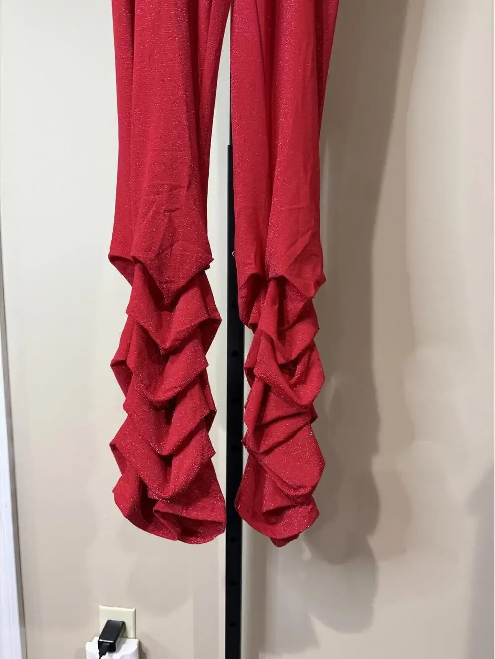 Red Ruffled Leggings Size Small polyester